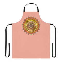 Apricot Mandala Apron - Hand - Drawn Art All Over Prints - Blululi