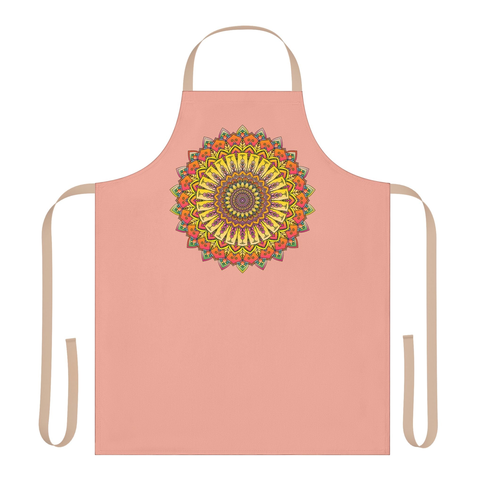 Apricot Mandala Apron - Hand - Drawn Art All Over Prints - Blululi