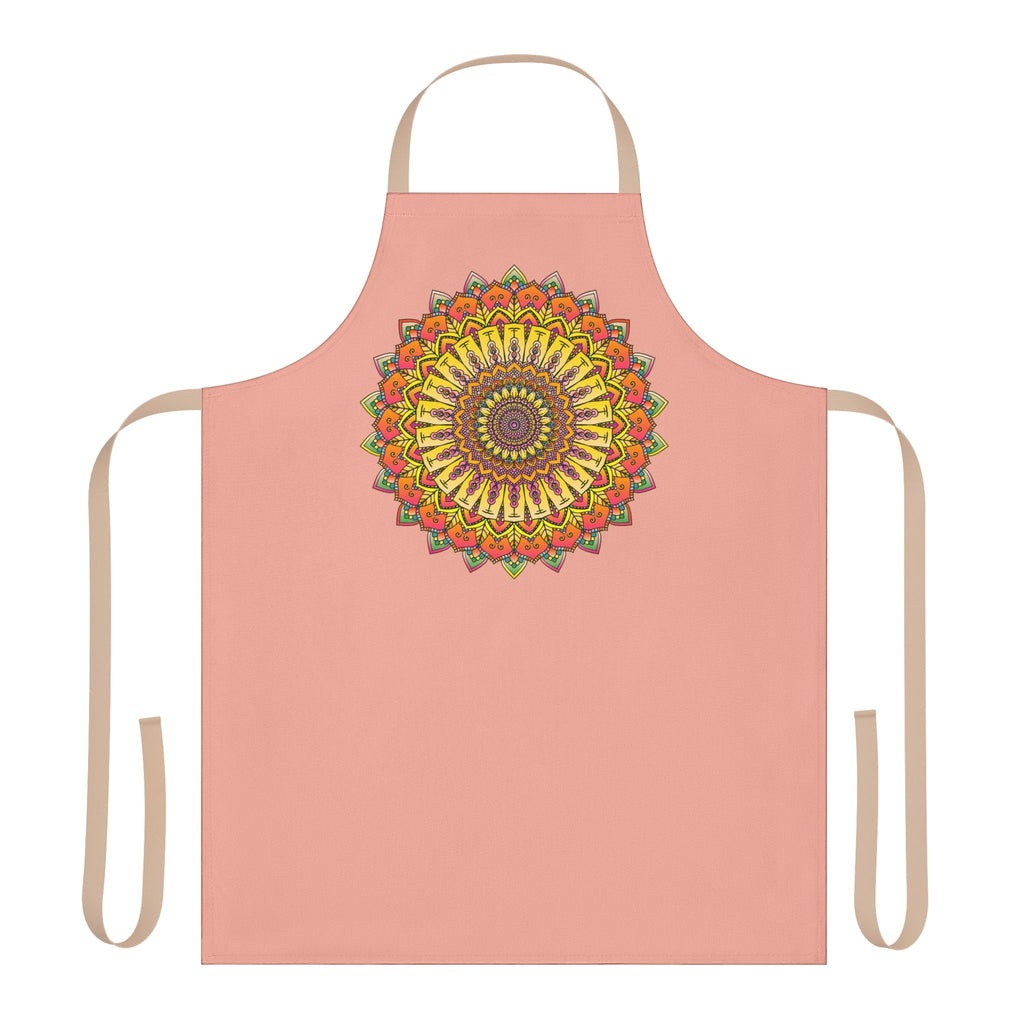 Apricot Mandala Apron - Hand - Drawn Art All Over Prints - Blululi