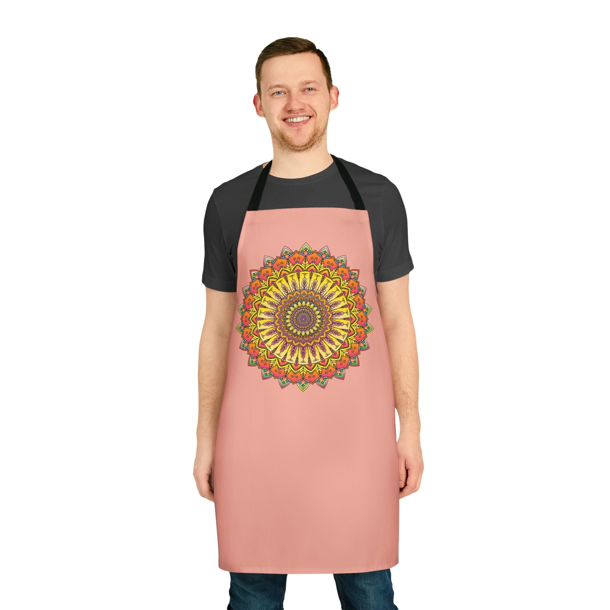 Apricot Mandala Apron - Hand - Drawn Art All Over Prints - Blululi