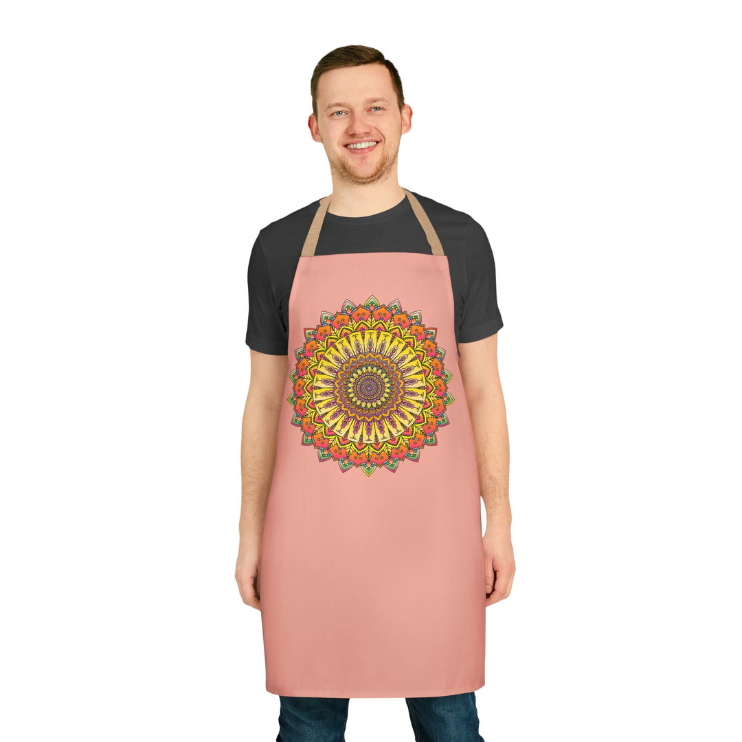 Apricot Mandala Apron - Hand - Drawn Art All Over Prints - Blululi