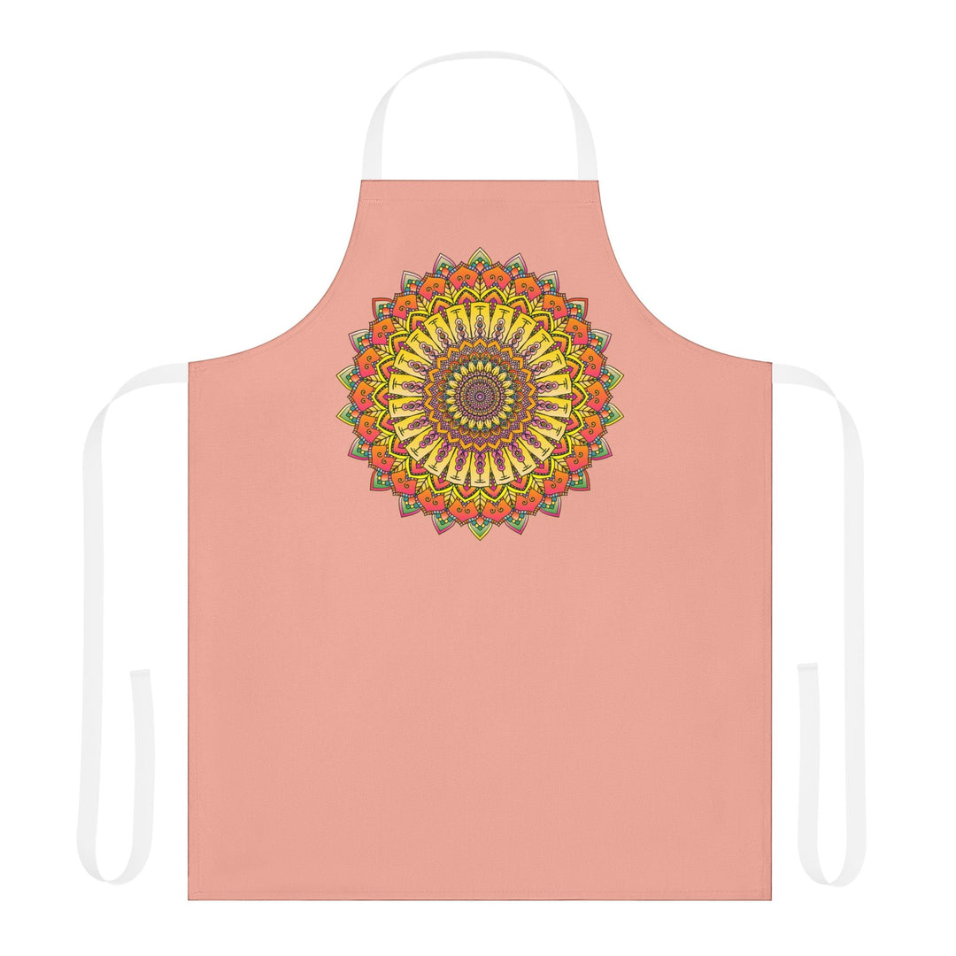 Apricot Mandala Apron - Hand - Drawn Art All Over Prints - Blululi