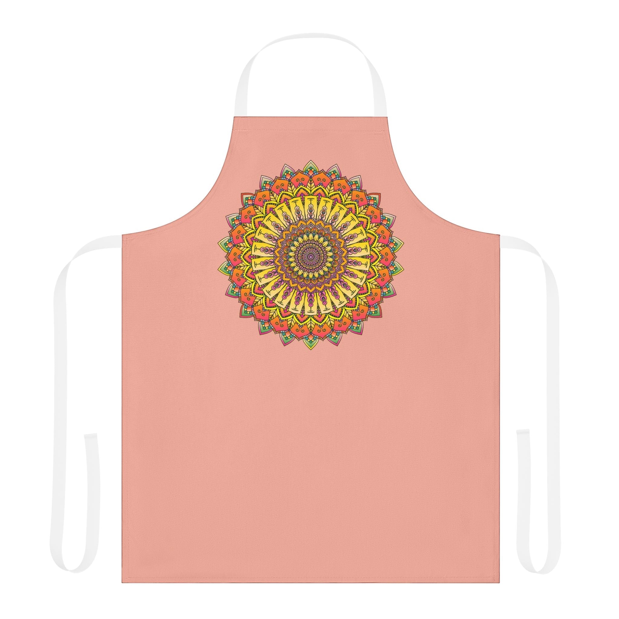 Apricot Mandala Apron - Hand - Drawn Art All Over Prints - Blululi