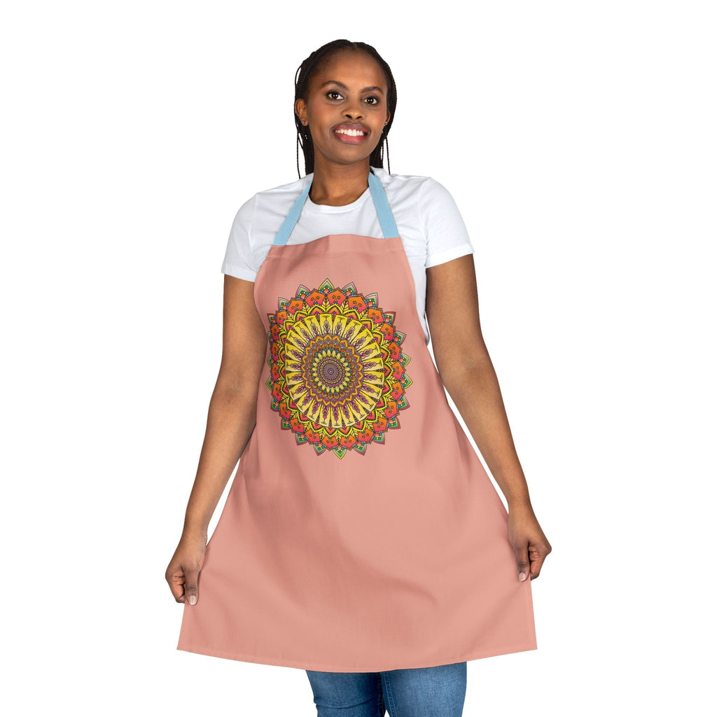 Apricot Mandala Apron - Hand - Drawn Art All Over Prints - Blululi