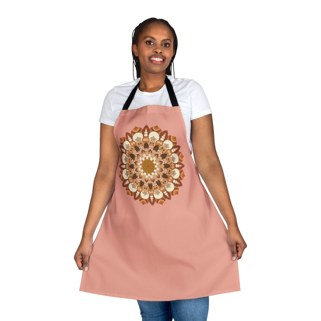 Apricot Mandala Apron - Hand Drawn Art All Over Prints - Blululi