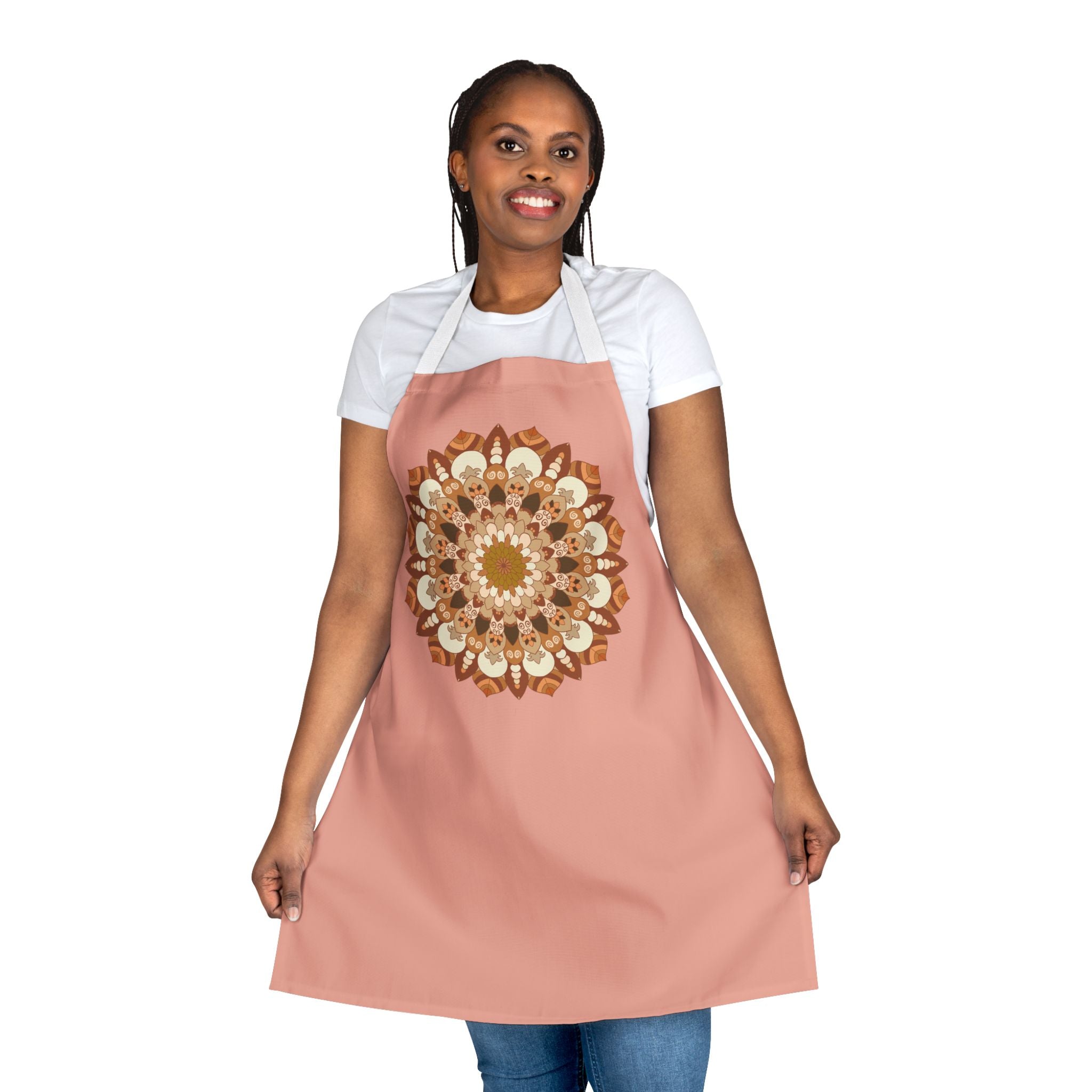 Apricot Mandala Apron - Hand Drawn Art All Over Prints - Blululi