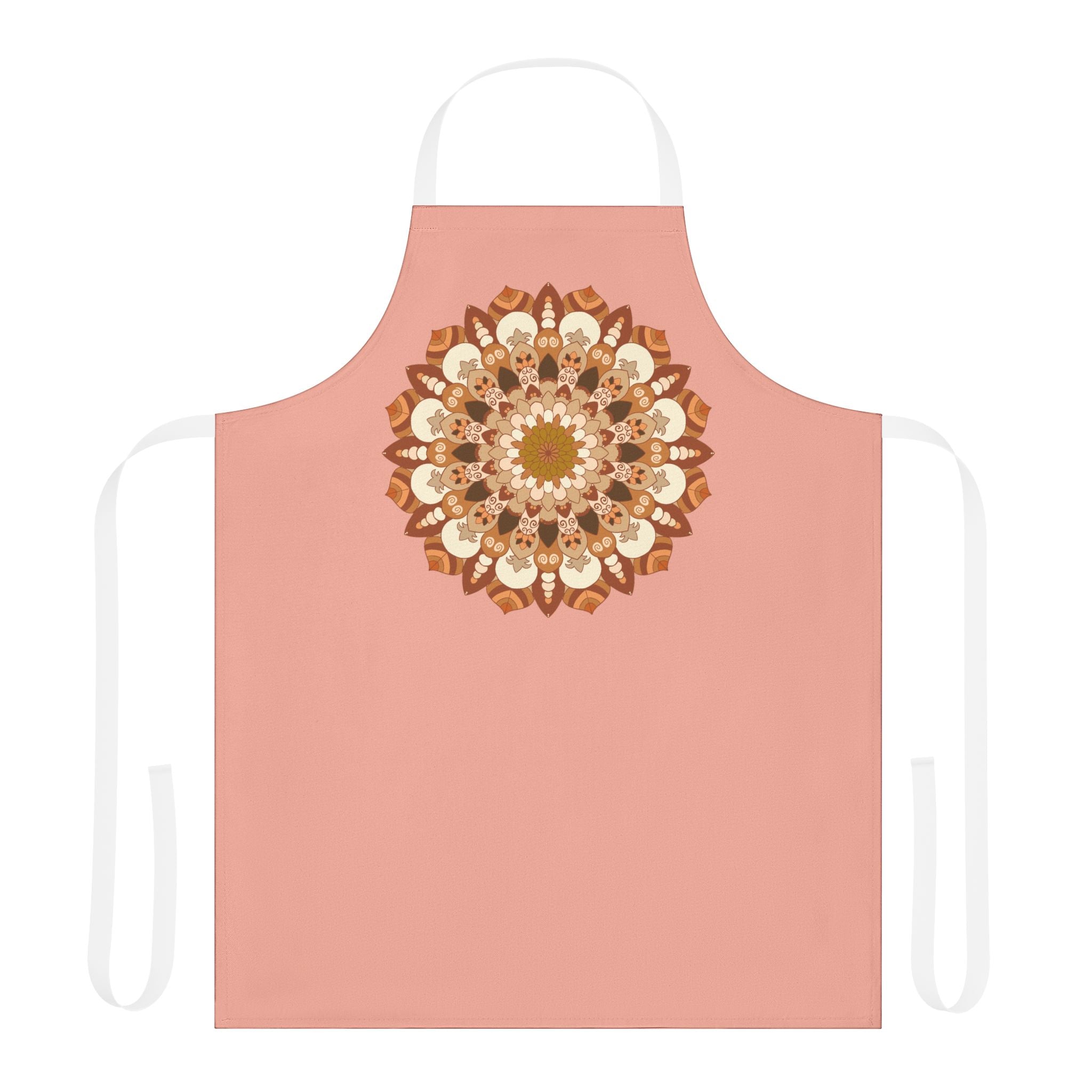 Apricot Mandala Apron - Hand Drawn Art All Over Prints - Blululi