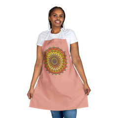 Apricot Mandala Apron - Hand - Drawn Art All Over Prints - Blululi
