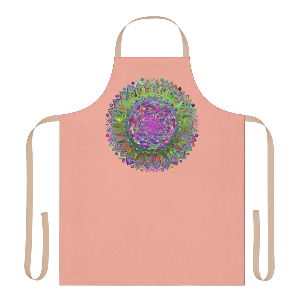 Apricot Mandala Apron - Psychedelic Art All Over Prints - Blululi