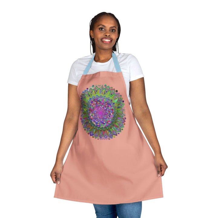 Apricot Mandala Apron - Psychedelic Art All Over Prints - Blululi