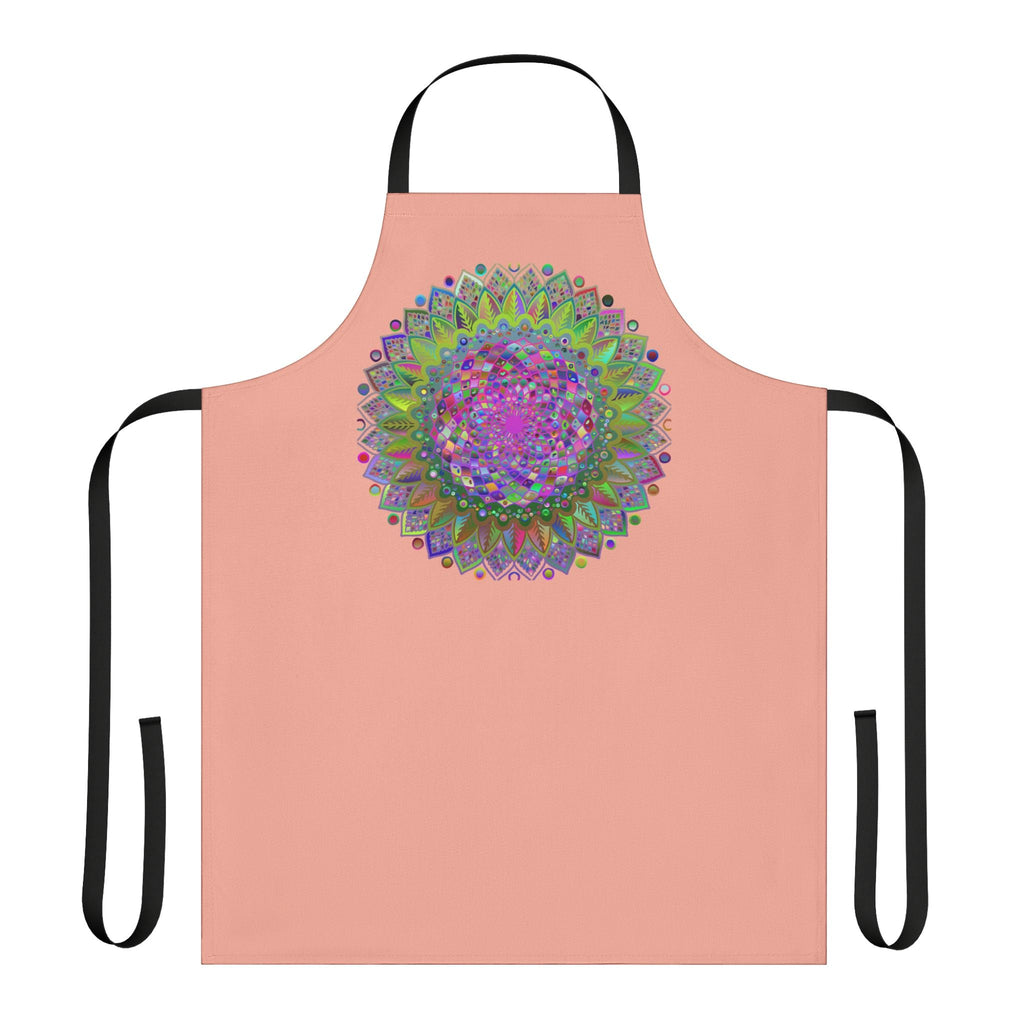 Apricot Mandala Apron - Psychedelic Art All Over Prints - Blululi