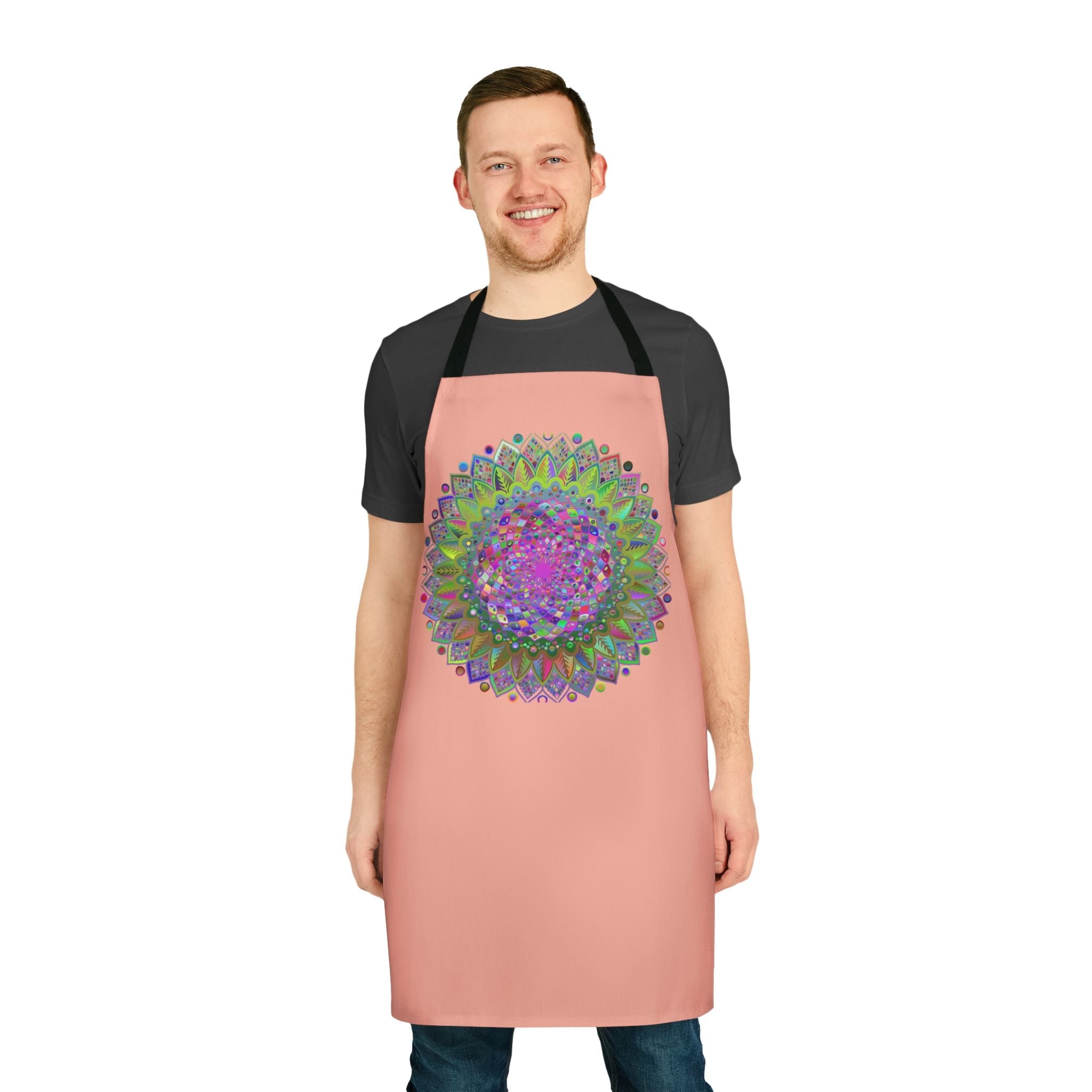 Apricot Mandala Apron - Psychedelic Art All Over Prints - Blululi