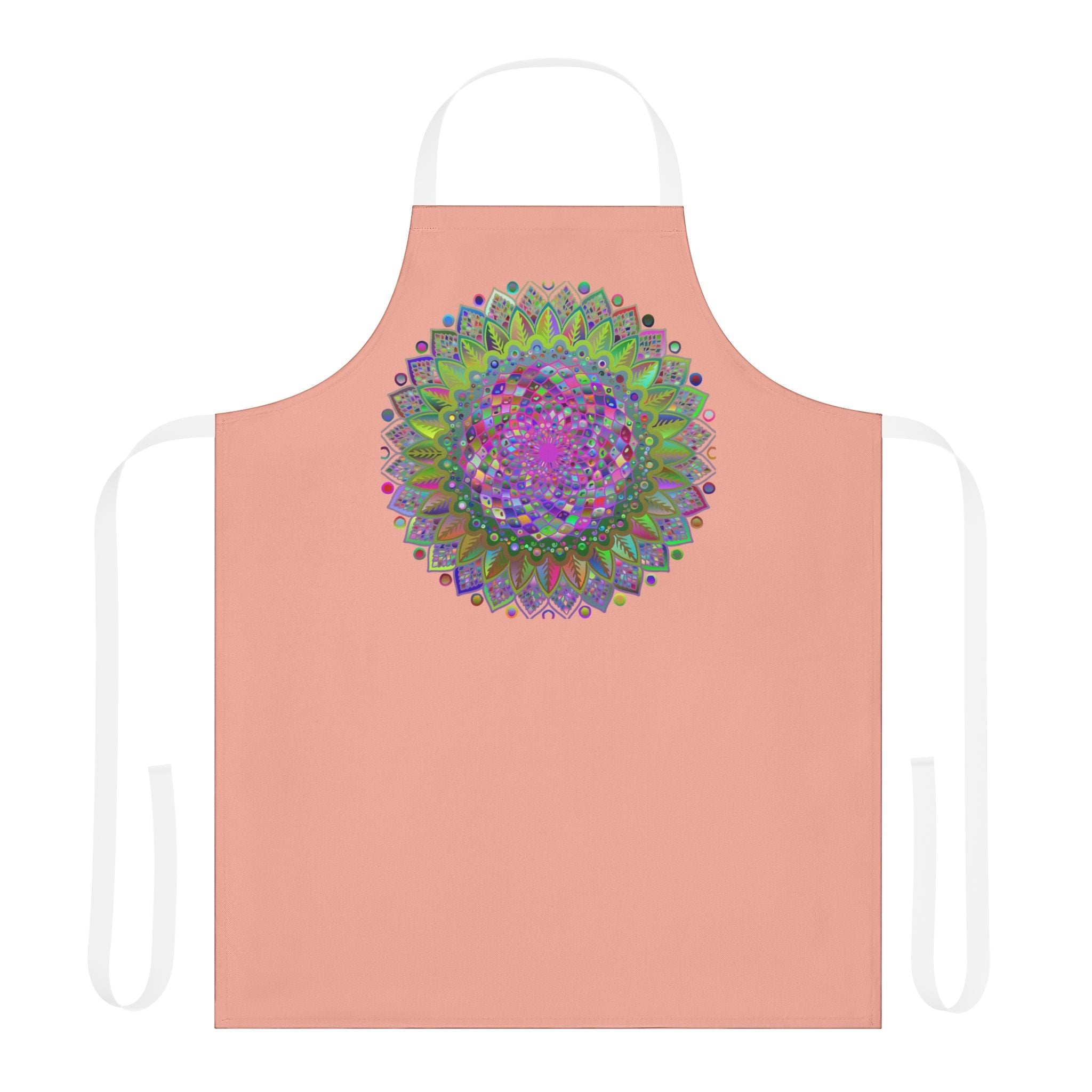 Apricot Mandala Apron - Psychedelic Art All Over Prints - Blululi