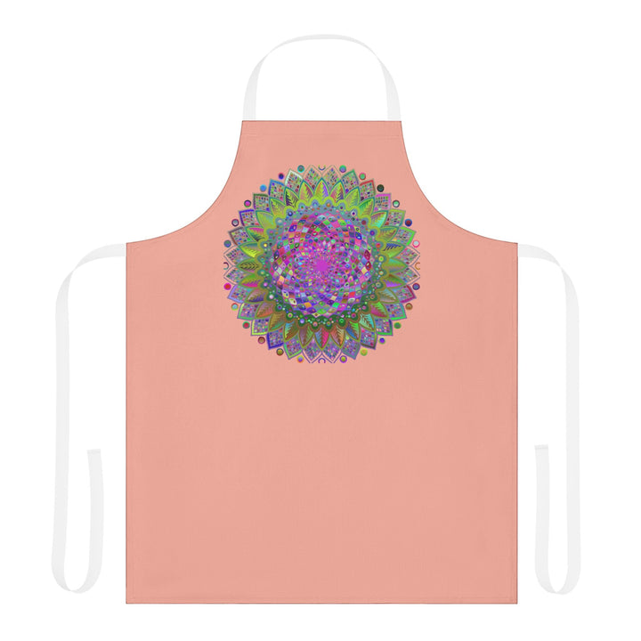 Apricot Mandala Apron - Psychedelic Art All Over Prints - Blululi