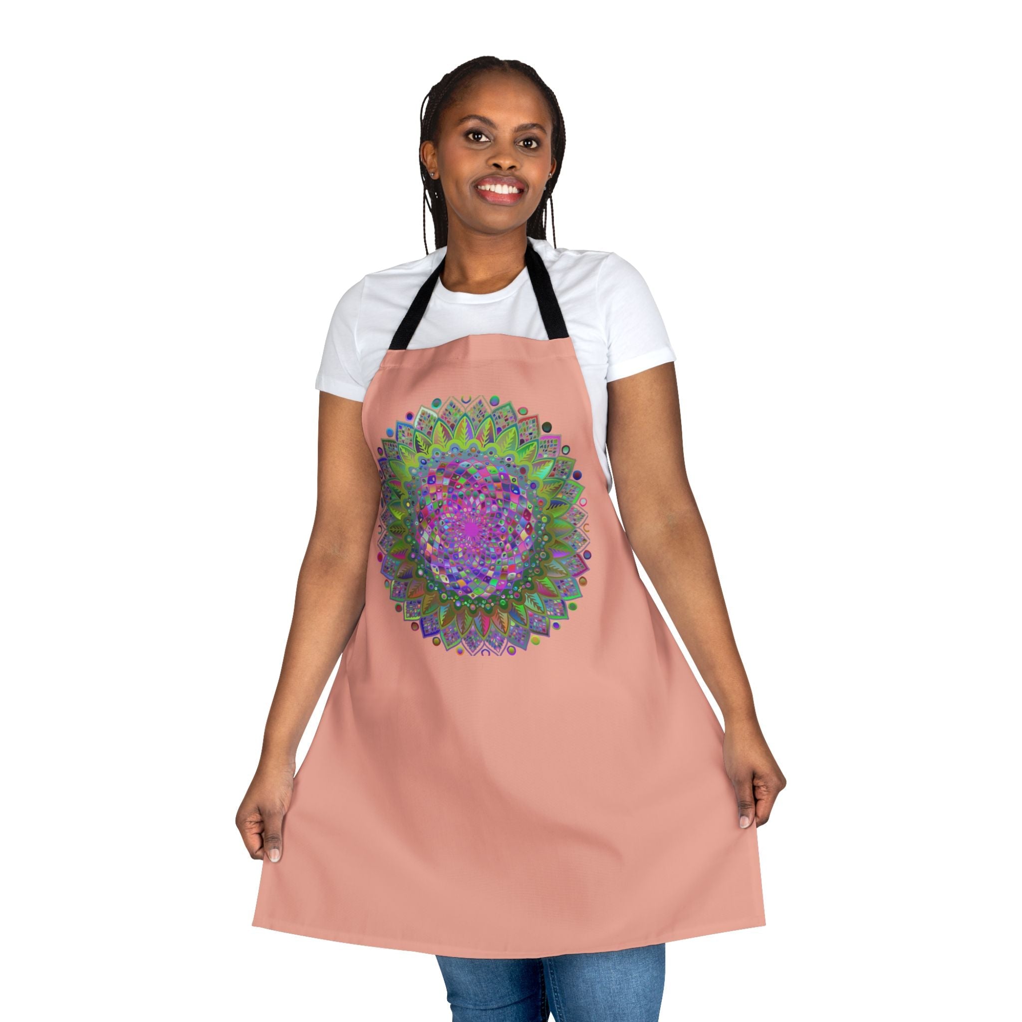 Apricot Mandala Apron - Psychedelic Art All Over Prints - Blululi