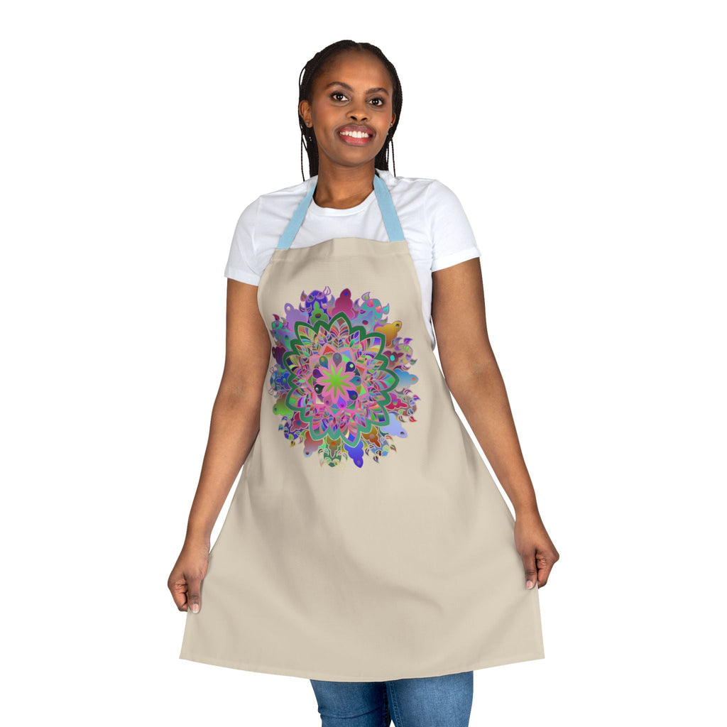 Apron, Hand drawn Mandala Art, Beige All Over Prints - Blululi