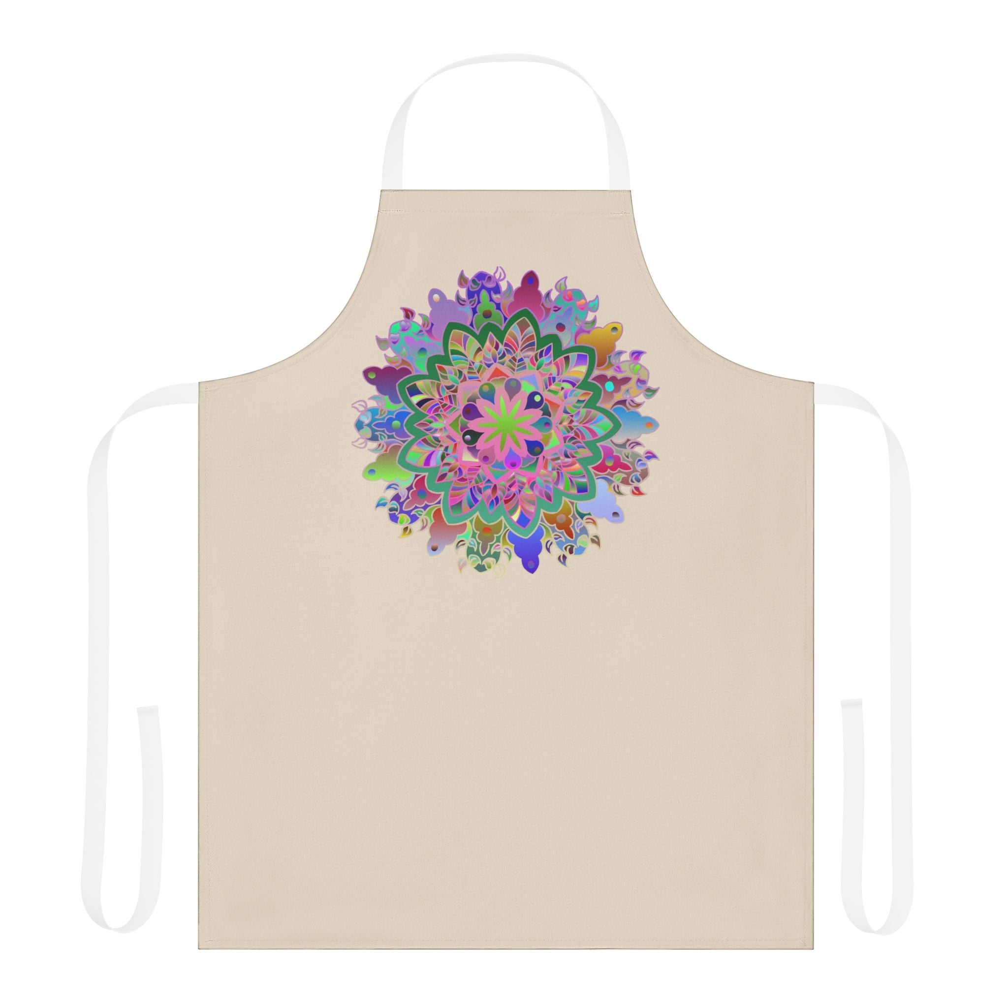 Apron, Hand drawn Mandala Art, Beige All Over Prints - Blululi