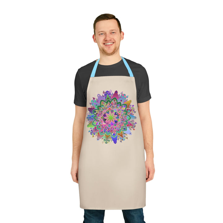 Apron, Hand drawn Mandala Art, Beige All Over Prints - Blululi