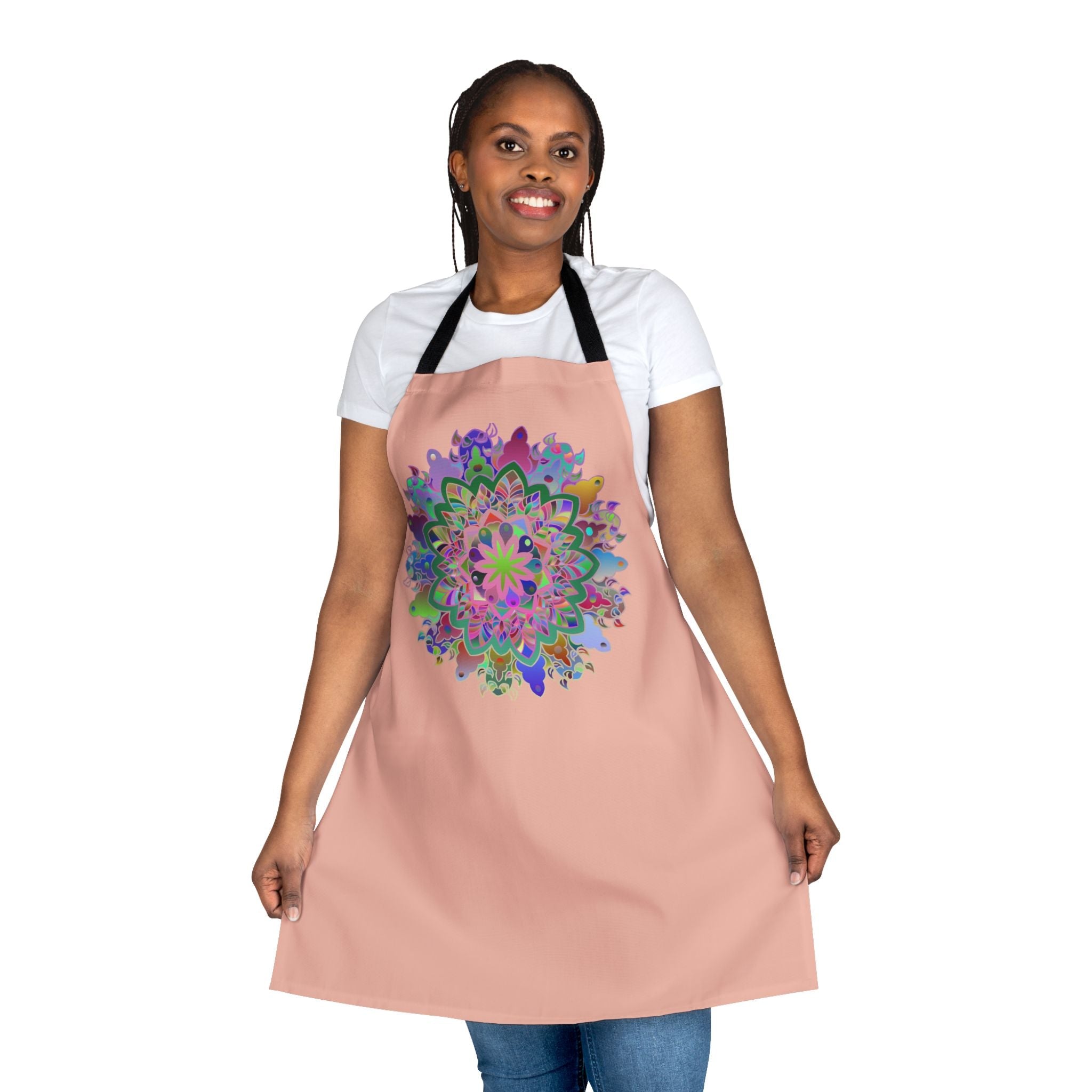 Apron, Hand drawn Mandala Art, Peach All Over Prints - Blululi