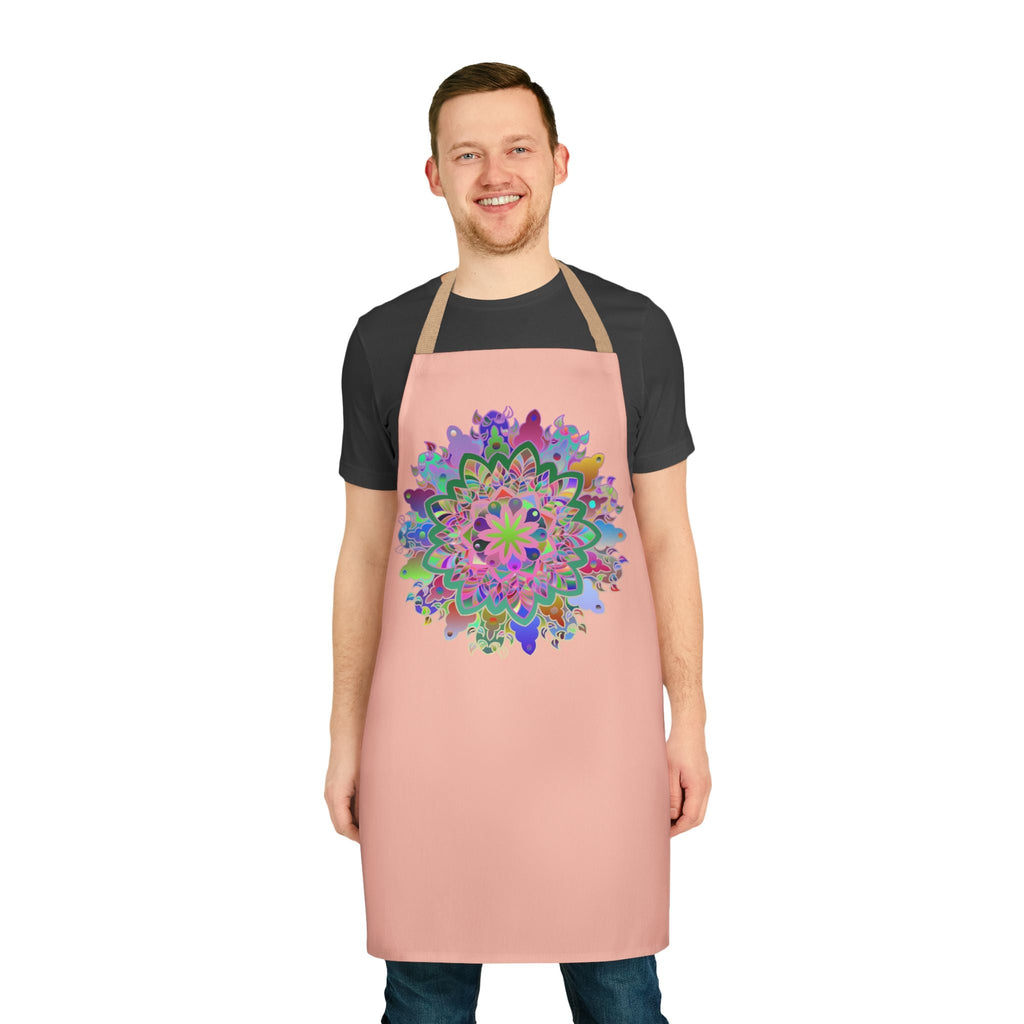 Apron, Hand drawn Mandala Art, Peach All Over Prints - Blululi