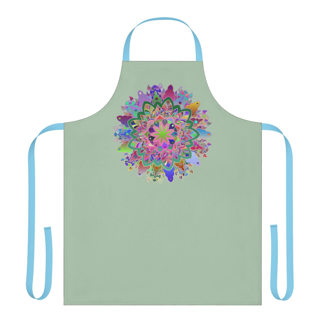 Apron, Hand drawn Mandala Art, Sage Green All Over Prints - Blululi