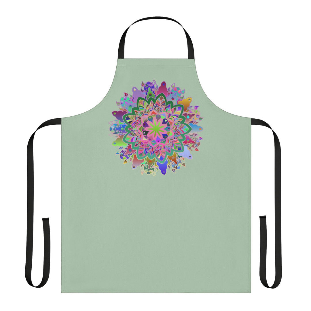 Apron, Hand drawn Mandala Art, Sage Green All Over Prints - Blululi