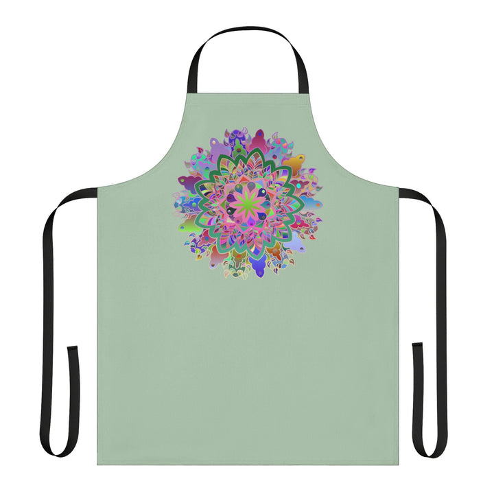 Apron, Hand drawn Mandala Art, Sage Green All Over Prints - Blululi