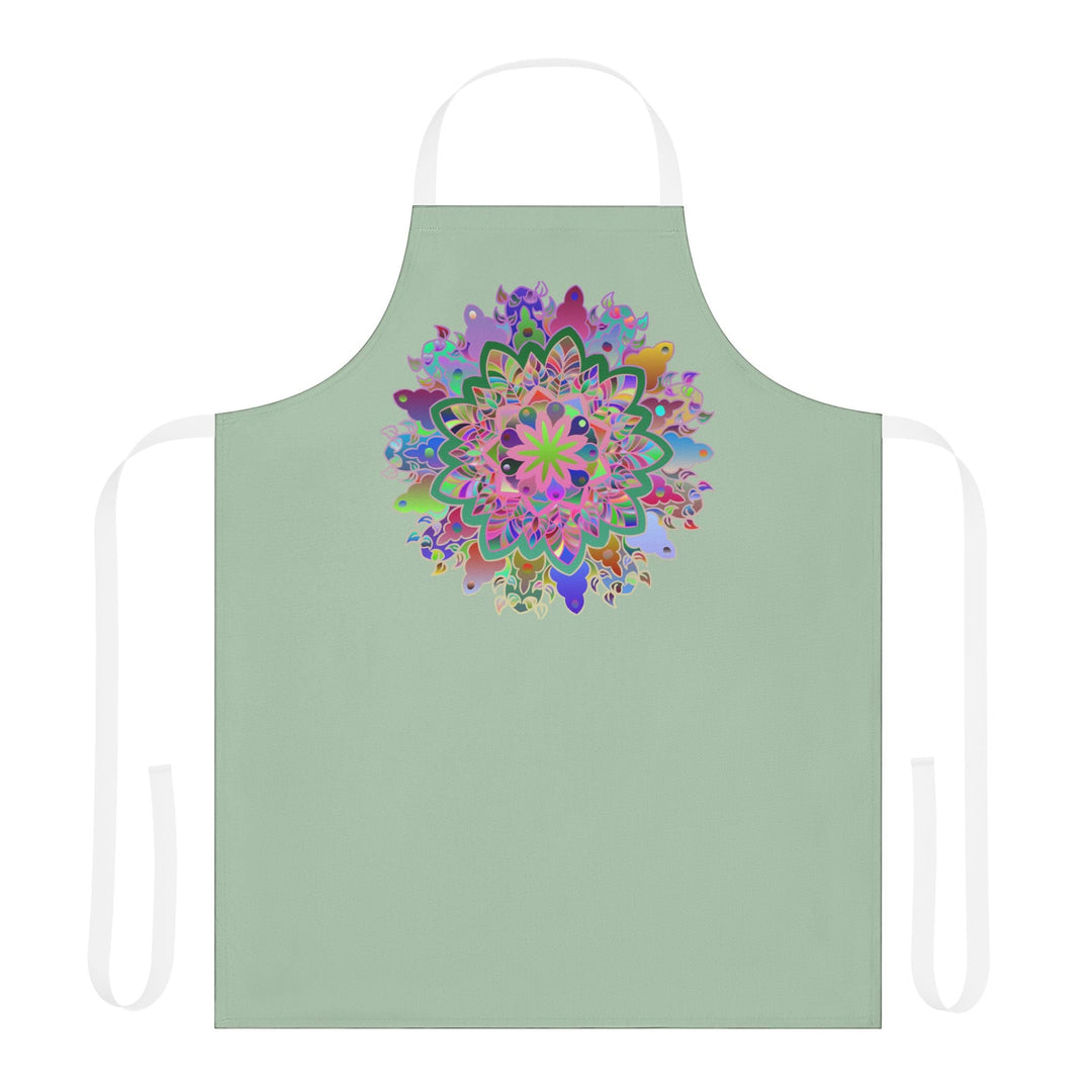 Apron, Hand drawn Mandala Art, Sage Green All Over Prints - Blululi