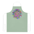 Apron, Hand drawn Mandala Art, Sage Green All Over Prints - Blululi