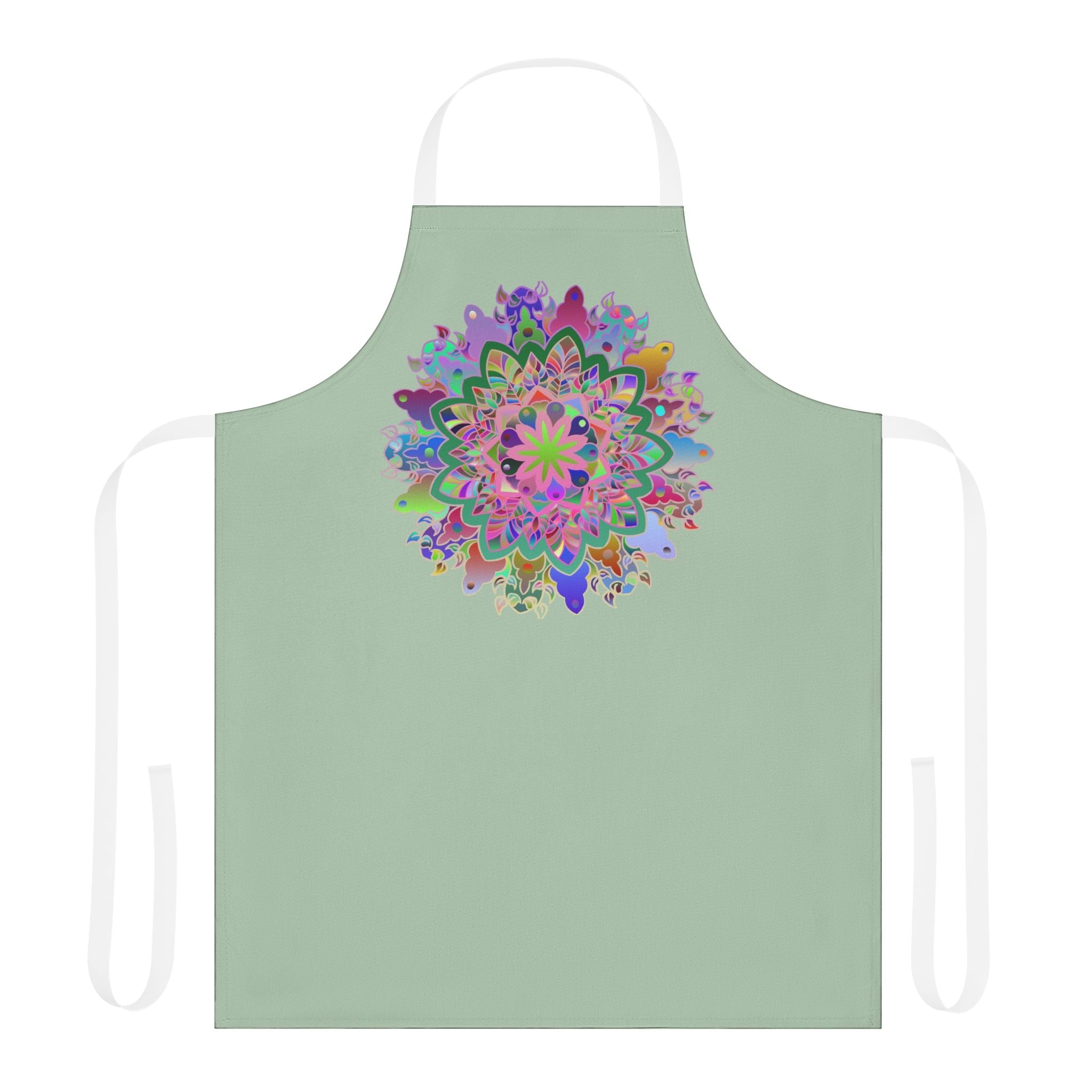 Apron, Hand drawn Mandala Art, Sage Green All Over Prints - Blululi