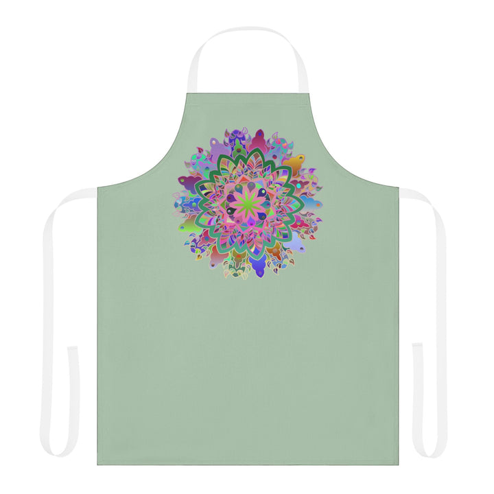 Apron, Hand drawn Mandala Art, Sage Green All Over Prints - Blululi