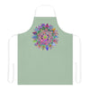 Apron, Hand drawn Mandala Art, Sage Green All Over Prints - Blululi