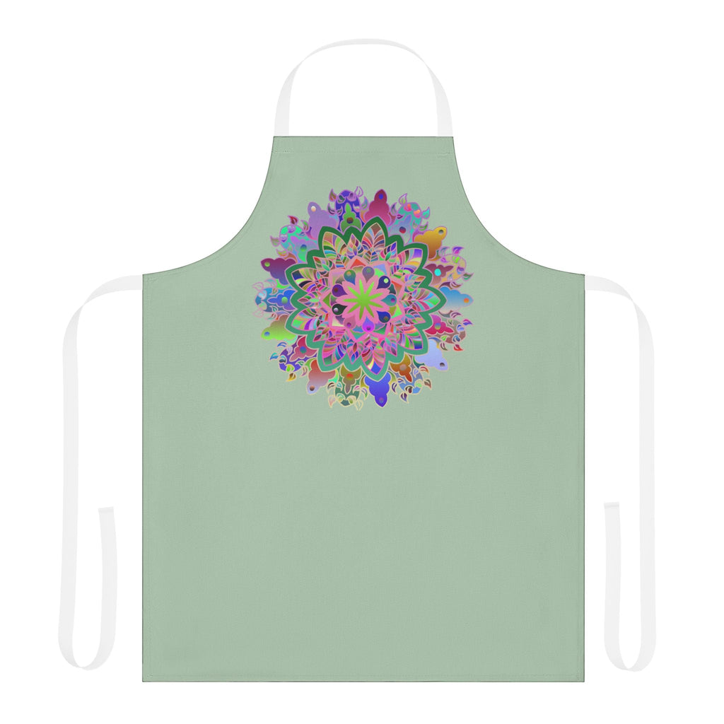 Apron, Hand drawn Mandala Art, Sage Green All Over Prints - Blululi