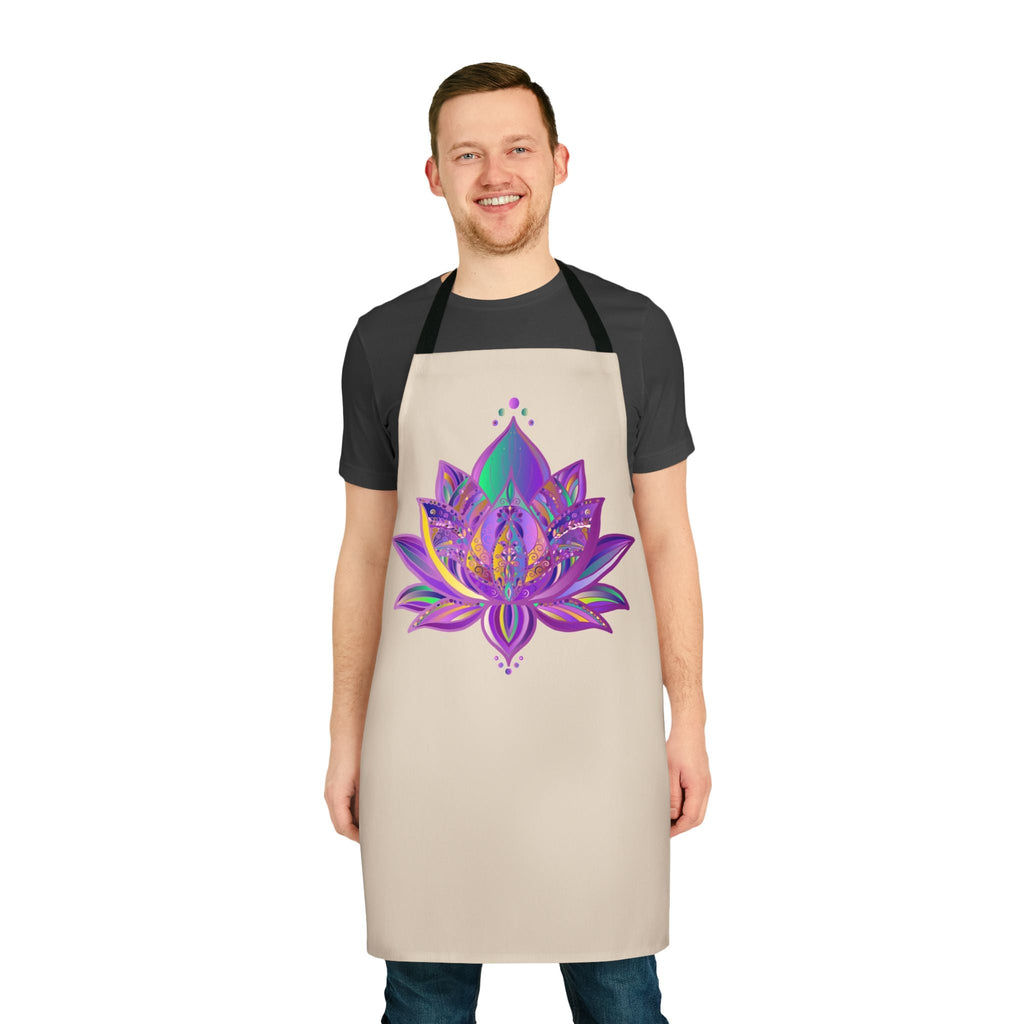 Apron, Lotus Flower Mandala Art Purple All Over Prints - Blululi