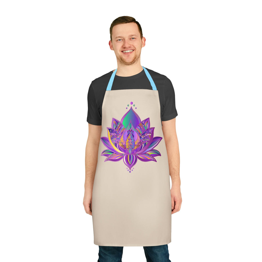 Apron, Lotus Flower Mandala Art Purple All Over Prints - Blululi