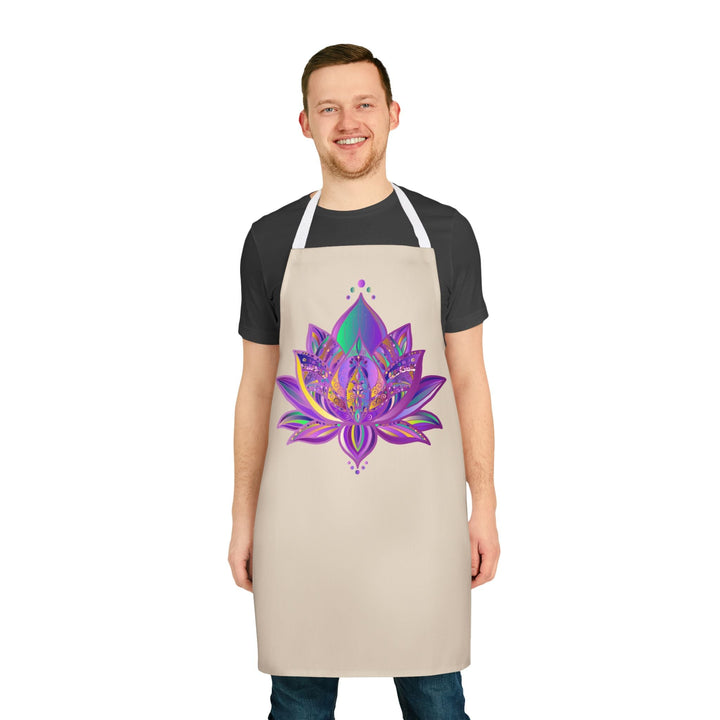 Apron, Lotus Flower Mandala Art Purple All Over Prints - Blululi