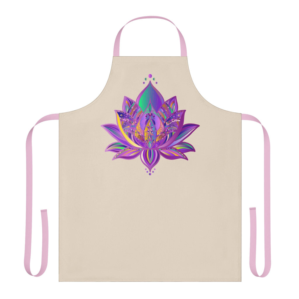 Apron, Lotus Flower Mandala Art Purple All Over Prints - Blululi