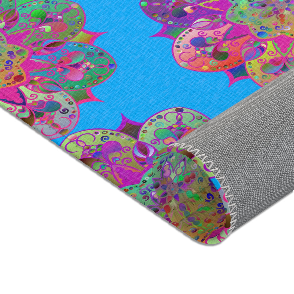Welcome Mandala Rug Vibrant Blue Mandala Rugs for a Joyful Home Transformation