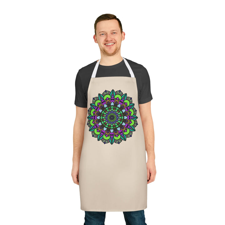 Beige Mandala Apron - Colorful Art Kitchen Wear All Over Prints - Blululi