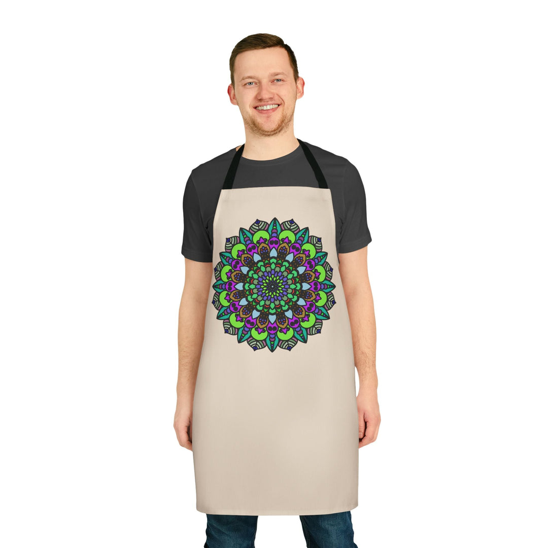 Beige Mandala Apron - Colorful Art Kitchen Wear All Over Prints - Blululi