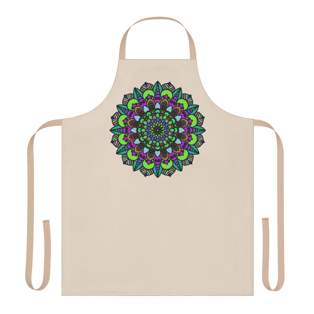 Beige Mandala Apron - Colorful Art Kitchen Wear All Over Prints - Blululi