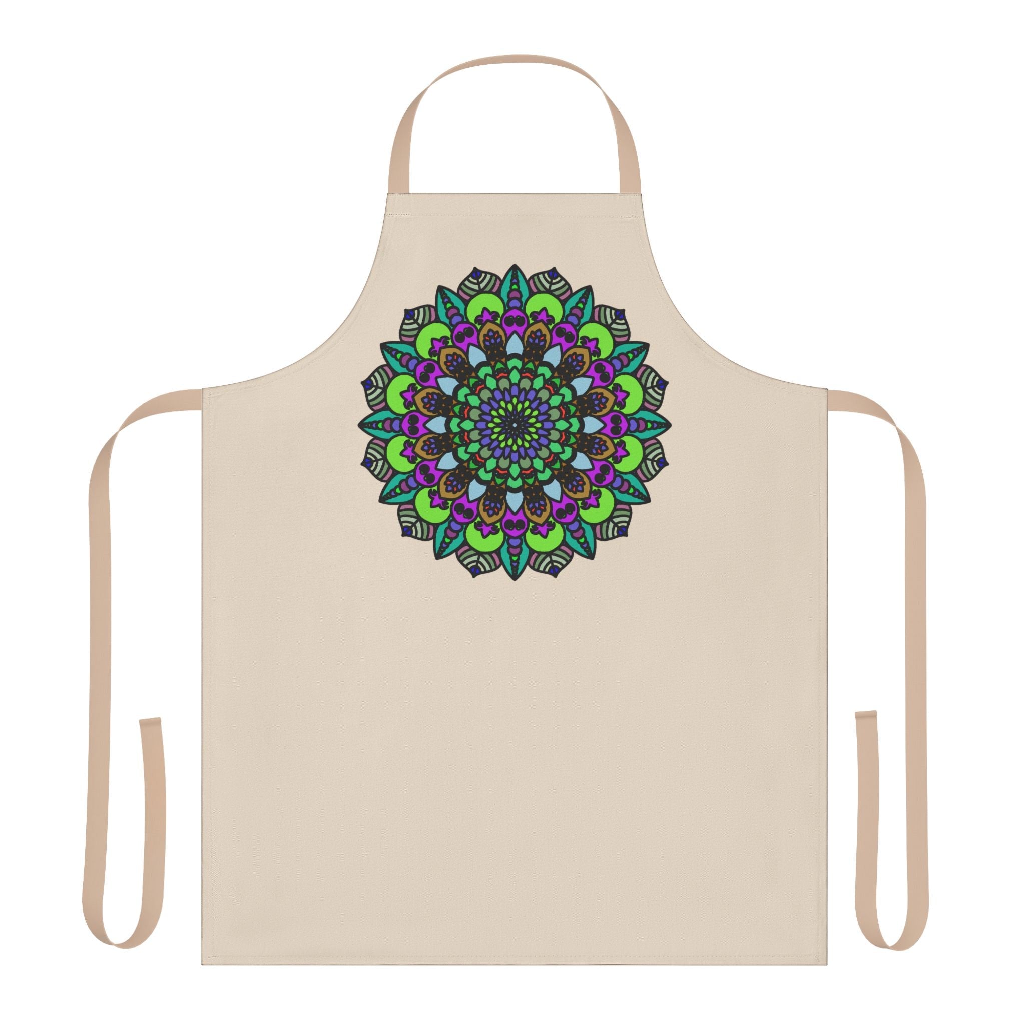 Beige Mandala Apron - Colorful Art Kitchen Wear All Over Prints - Blululi