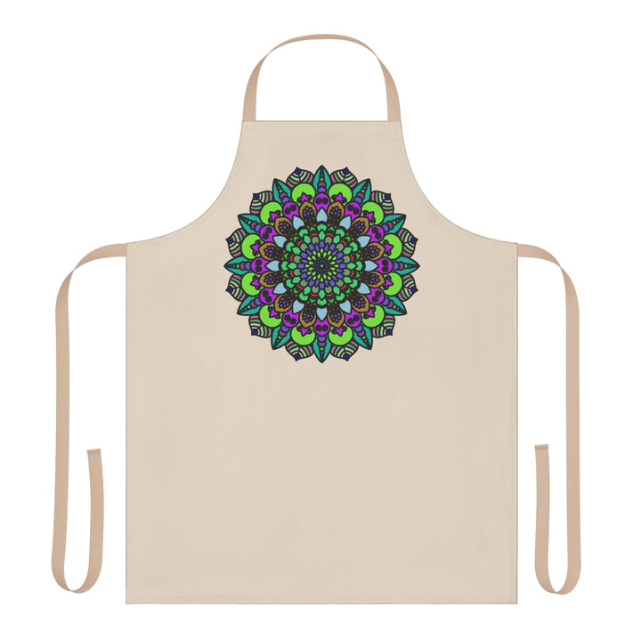 Beige Mandala Apron - Colorful Art Kitchen Wear All Over Prints - Blululi