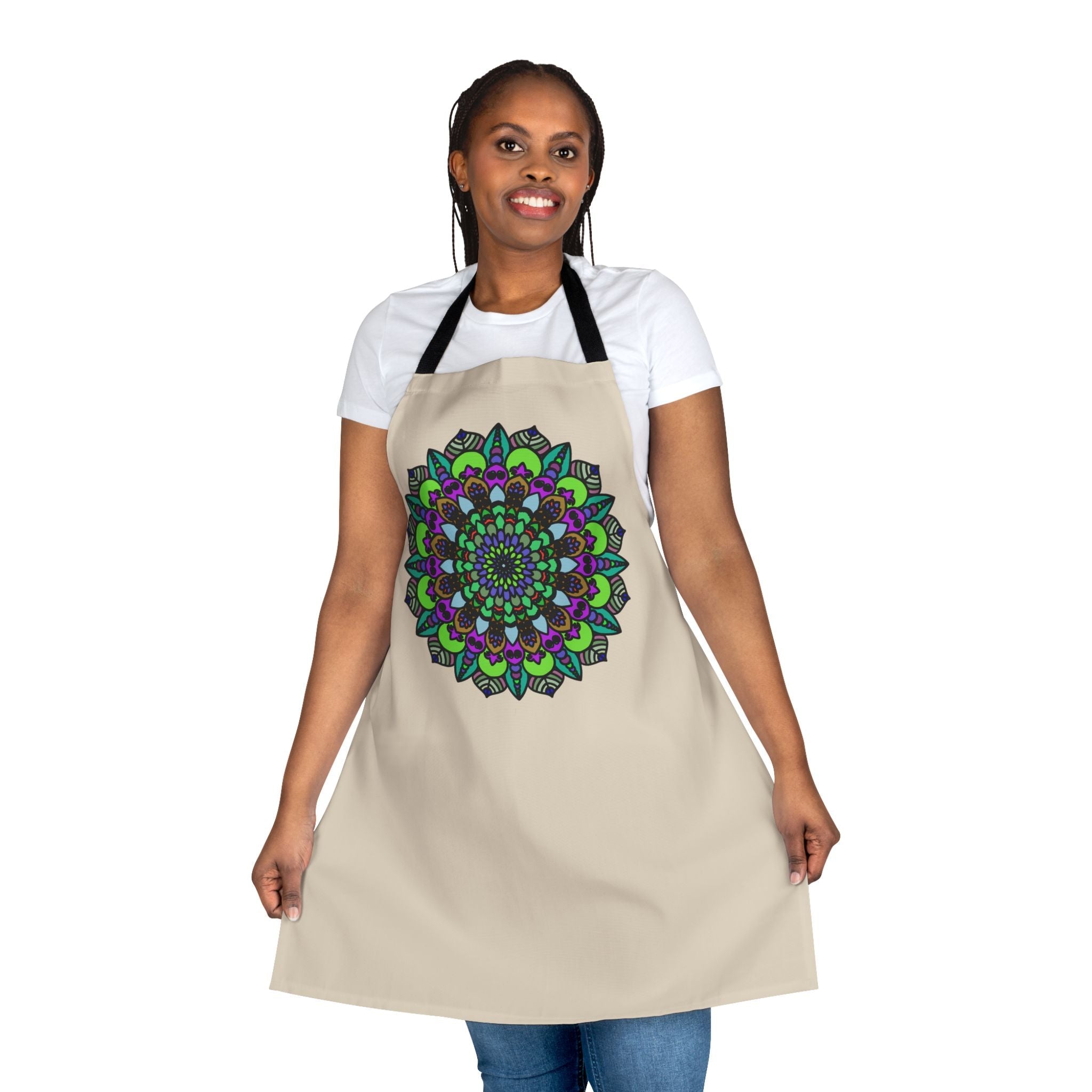 Beige Mandala Apron - Colorful Art Kitchen Wear All Over Prints - Blululi