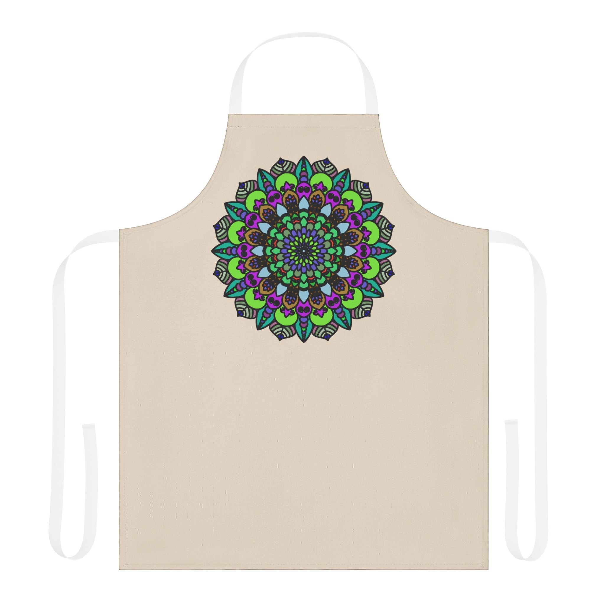 Beige Mandala Apron - Colorful Art Kitchen Wear All Over Prints - Blululi