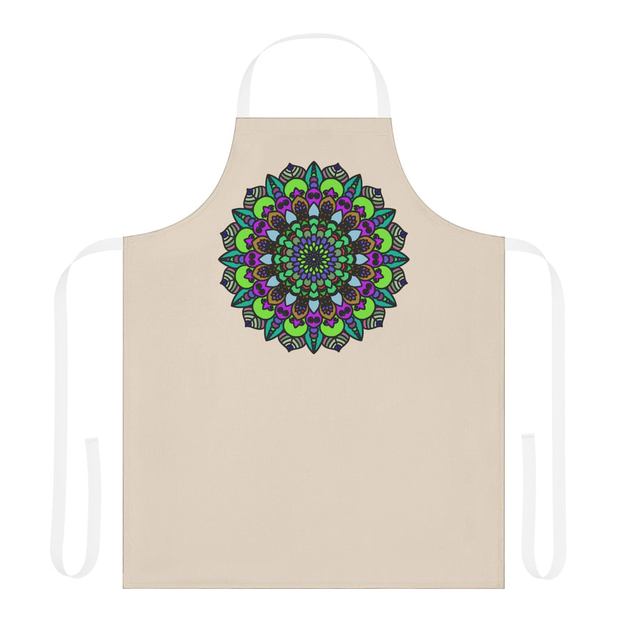Beige Mandala Apron - Colorful Art Kitchen Wear All Over Prints - Blululi