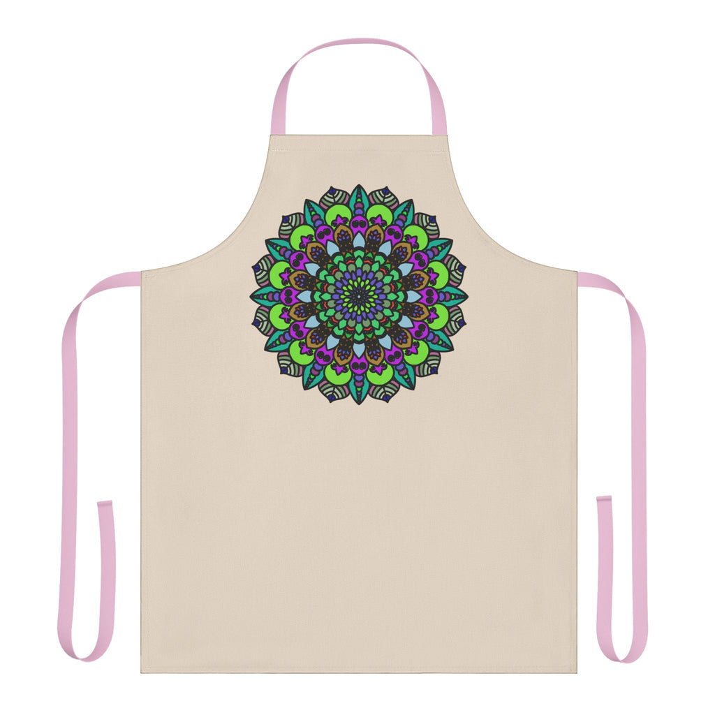 Beige Mandala Apron - Colorful Art Kitchen Wear All Over Prints - Blululi