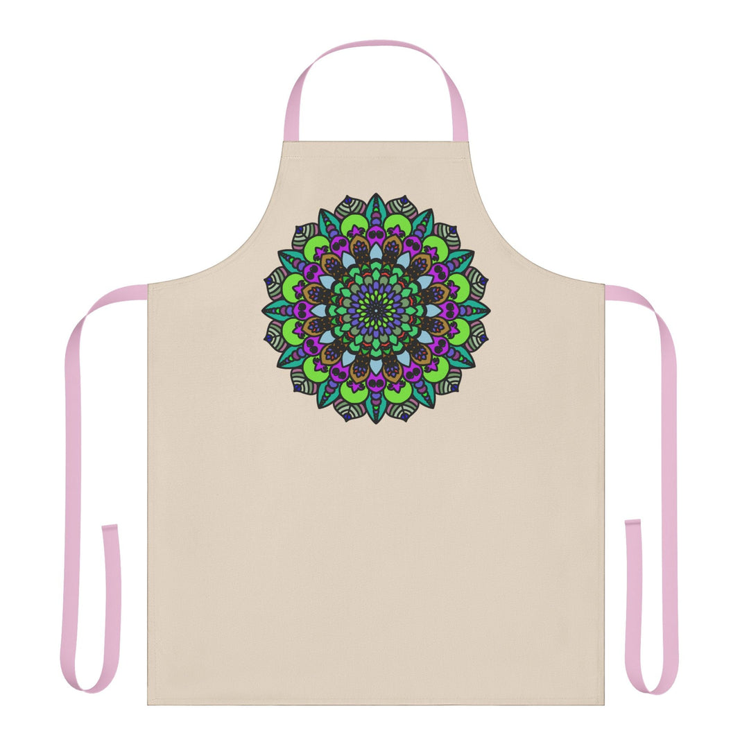 Beige Mandala Apron - Colorful Art Kitchen Wear All Over Prints - Blululi