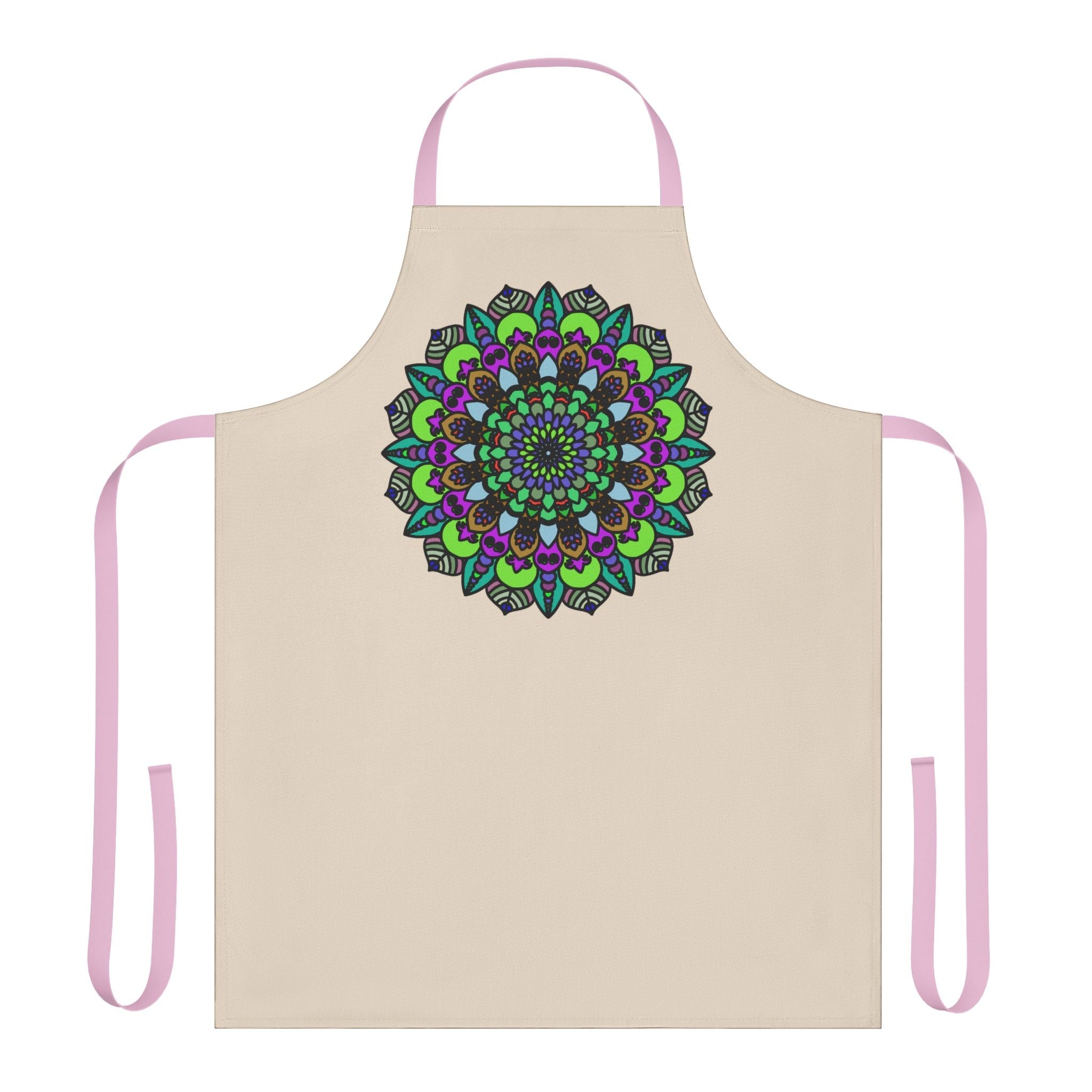 Beige Mandala Apron - Colorful Art Kitchen Wear All Over Prints - Blululi