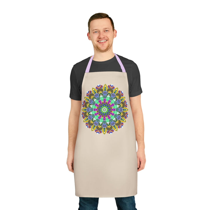 Beige Mandala Apron - Hand Drawn Art All Over Prints - Blululi